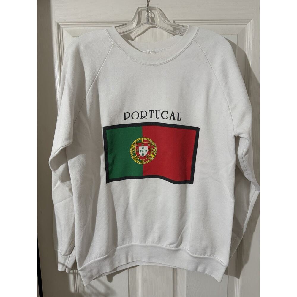 Vintage Portugal Flag Sweatshirt Sz L Murina White Green Red
